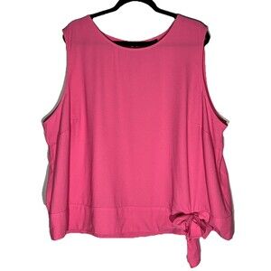 Talbots Womens Tunic Top Size 24 24W Plus Tie Waist Pink Career Office Dressy